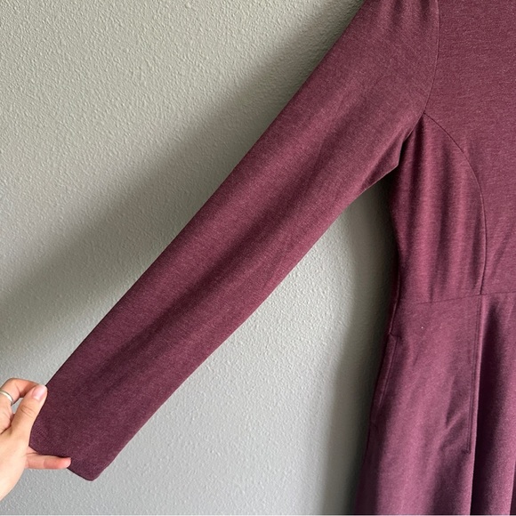 Toad & Co Burgundy Long Sleeve Jersey Knit Dress Medium - Picture 4 of 11